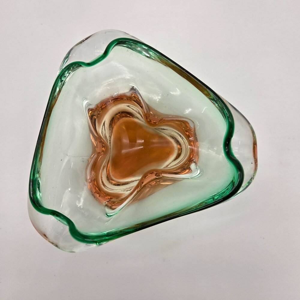 Bohemian Sommerso Watermelon Art Glass Ashtray - Picture 2 of 7